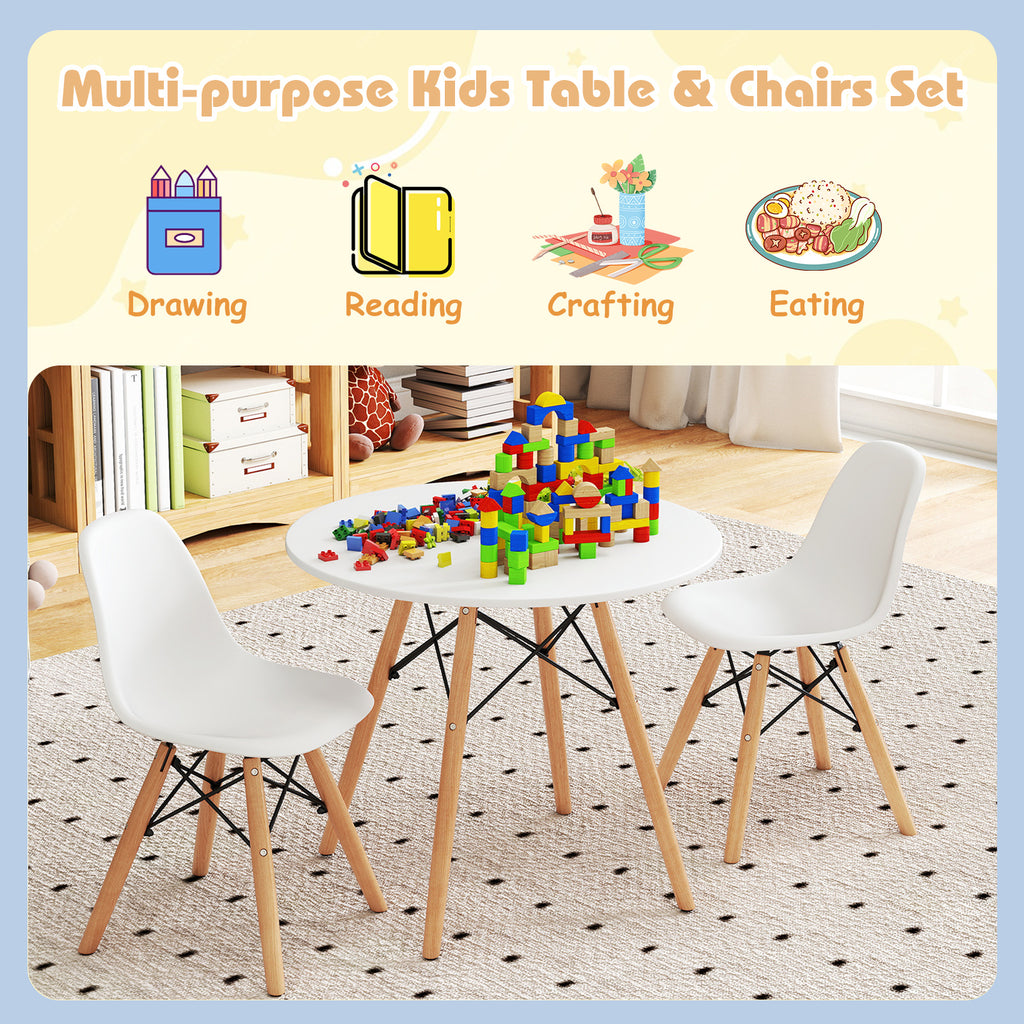 Kids Modern Dining Table Set with 2 Armless Chairs - Play & Dining Furniture