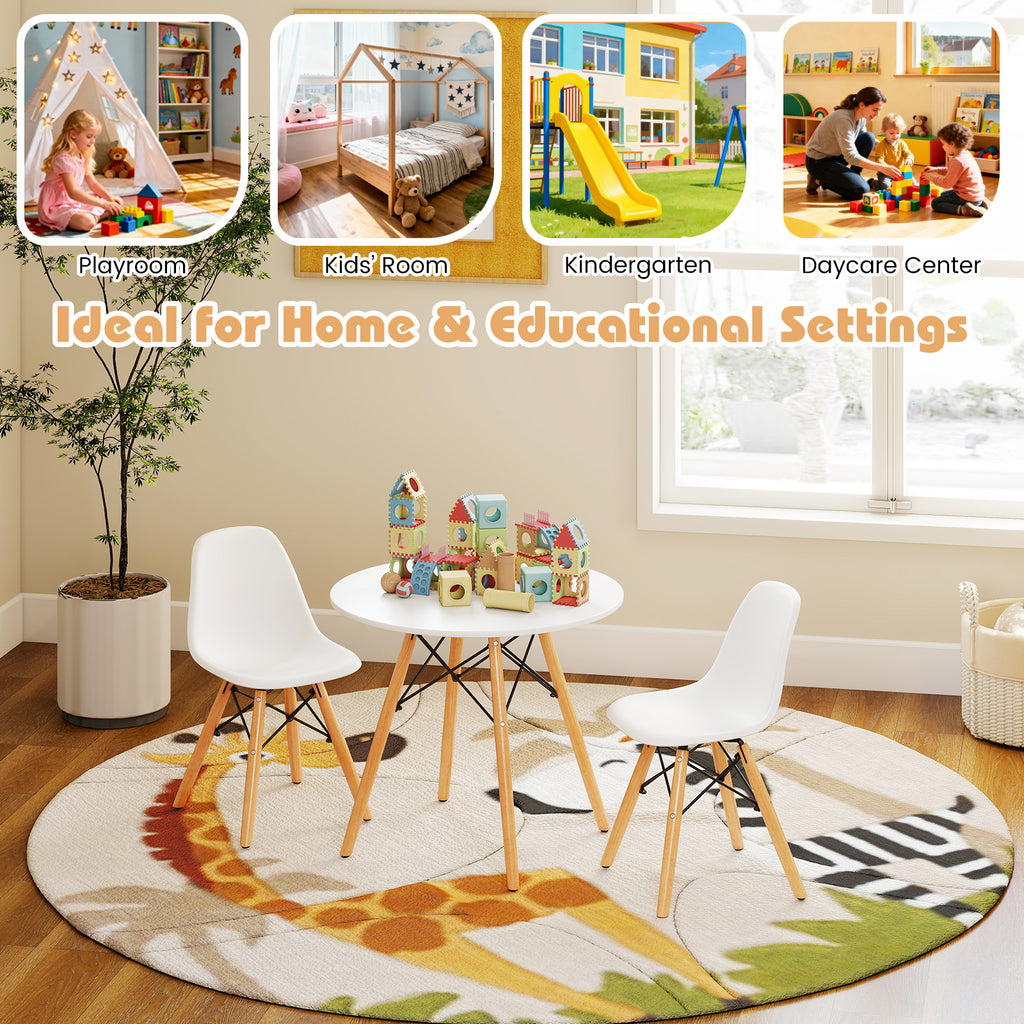 Kids Modern Dining Table Set with 2 Armless Chairs - Play & Dining Furniture