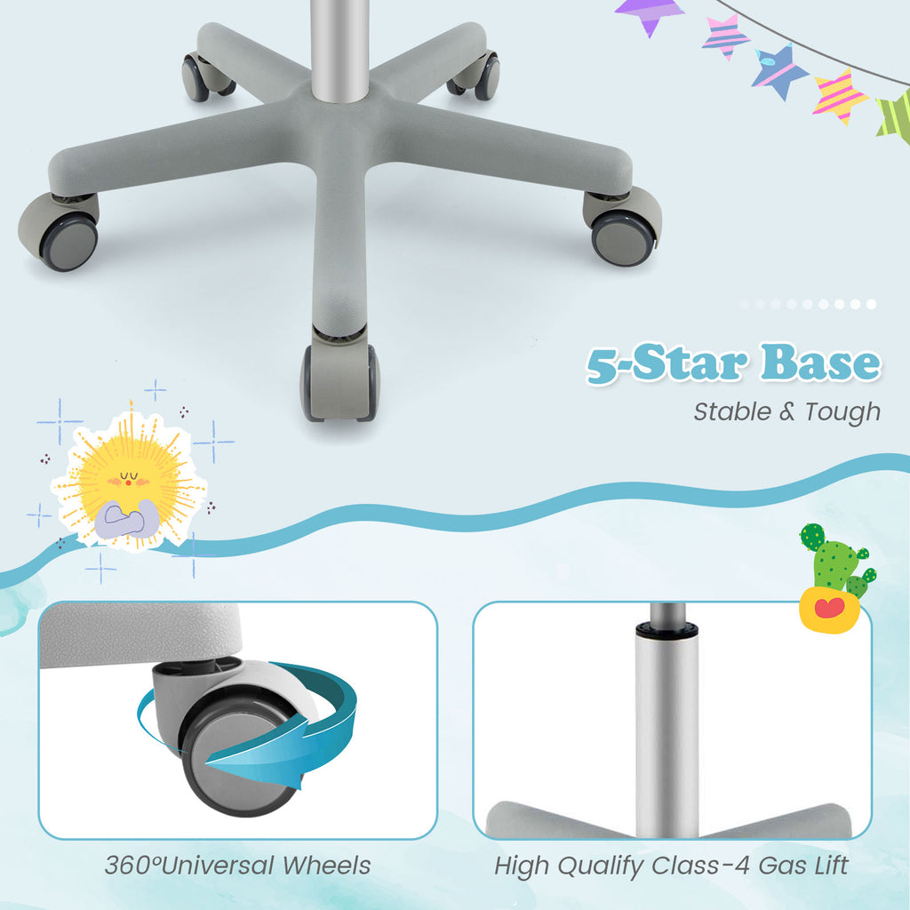 Adjustable Kids Desk Chair with 5 Casters - Blue, Ergonomic Support