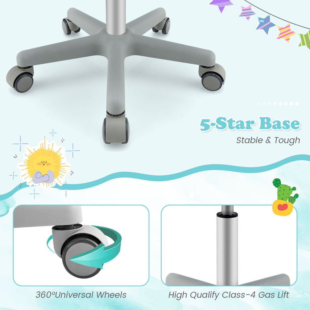 Adjustable Kids Desk Chair with 5 Casters - Turquoise Ergonomic Support