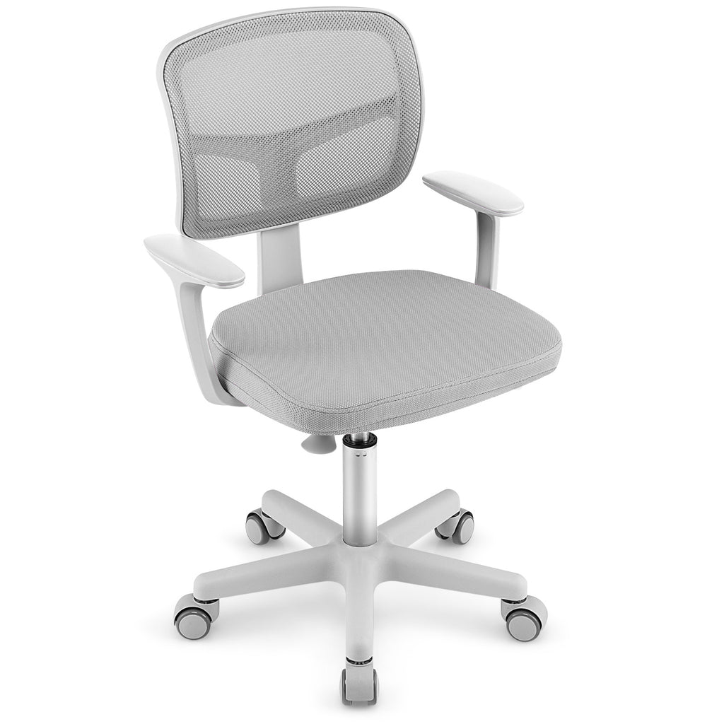 Adjustable Kids Desk Chair Gray with 5 Casters and Lumbar Support
