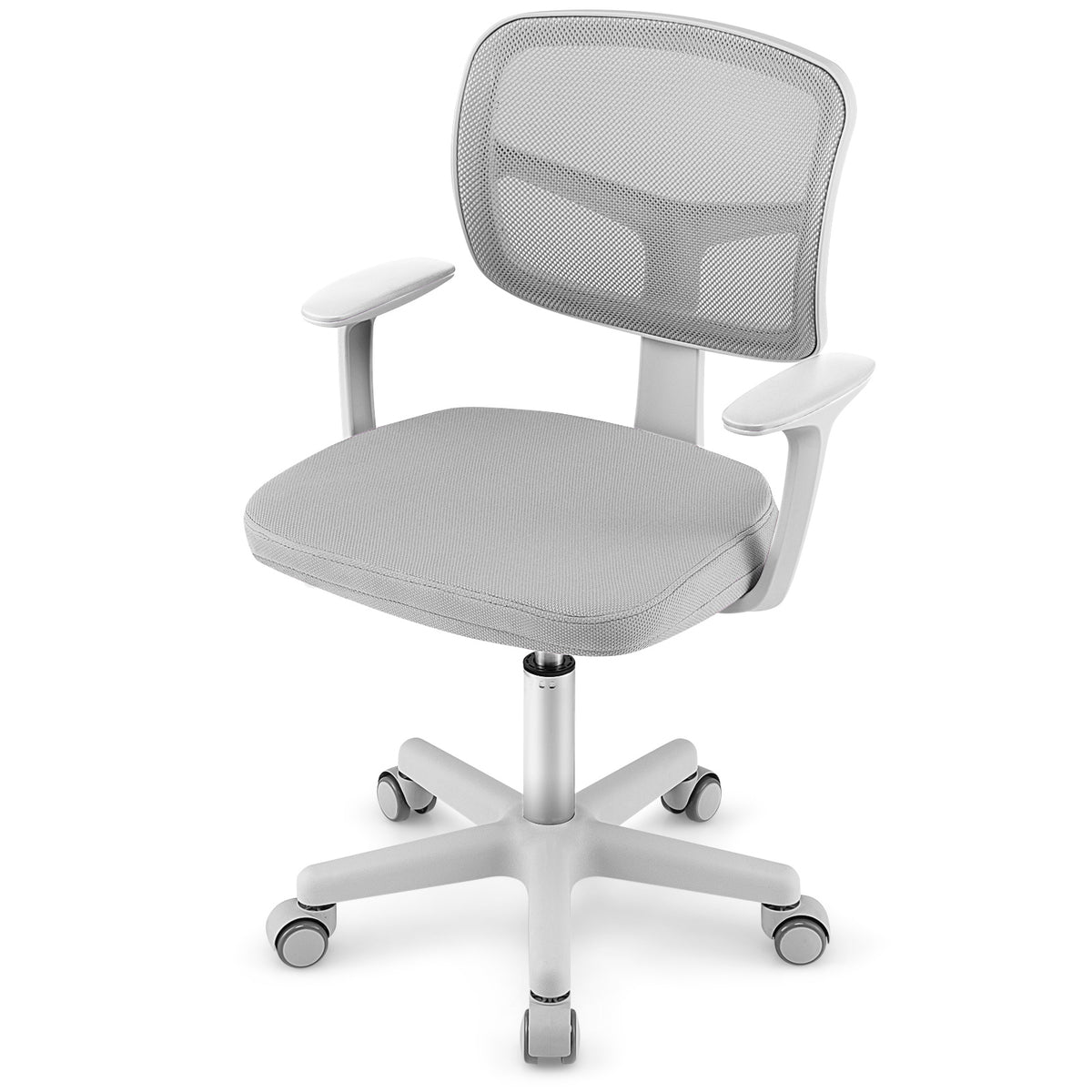 Adjustable Kids Desk Chair Gray with 5 Casters and Lumbar Support