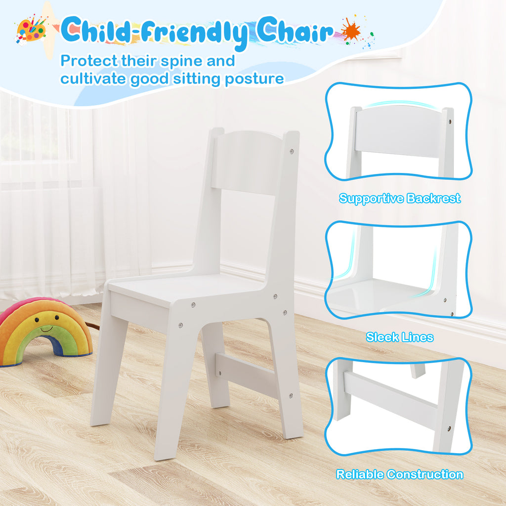 Kids Art Table and Chair Set - White Toddler Craft Drawing Desk with Storage