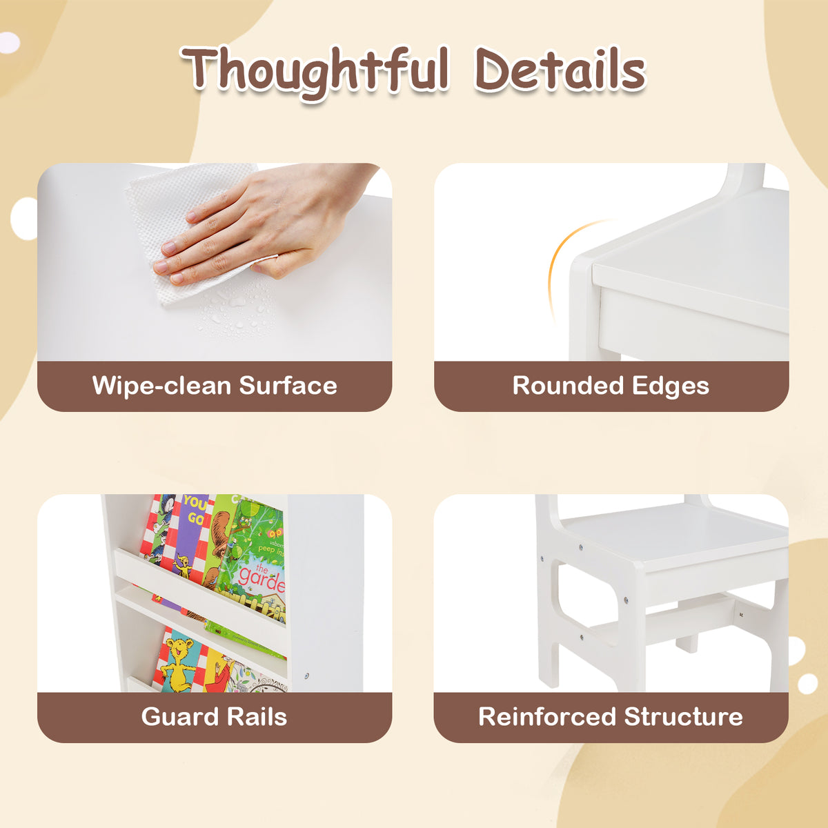 Kids Art Table and Chair Set with Detachable Paper Roll - White, Multifunctional