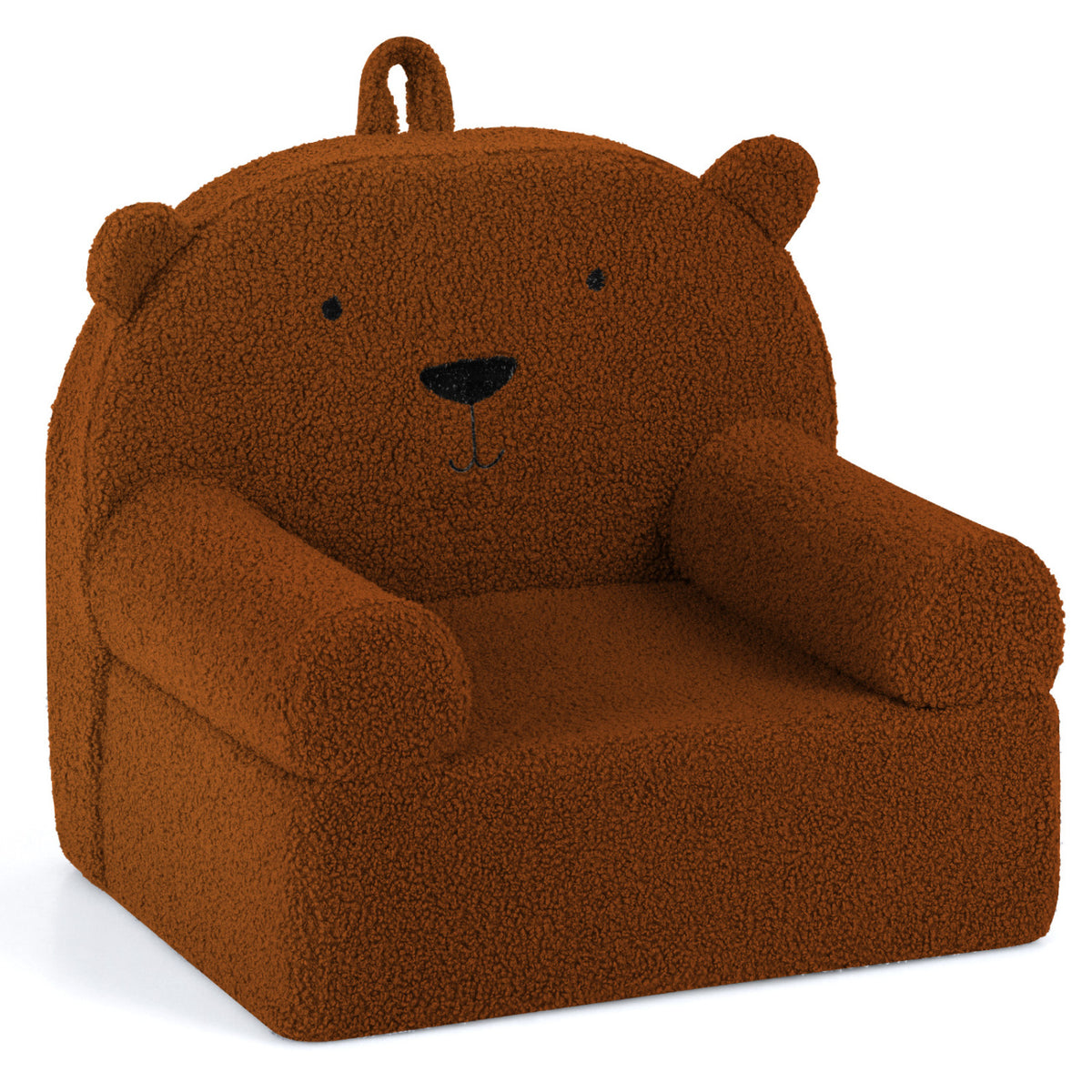Kids Bear Sofa Toddler Foam Couch with Soft Fleece Cover - Brown Variation