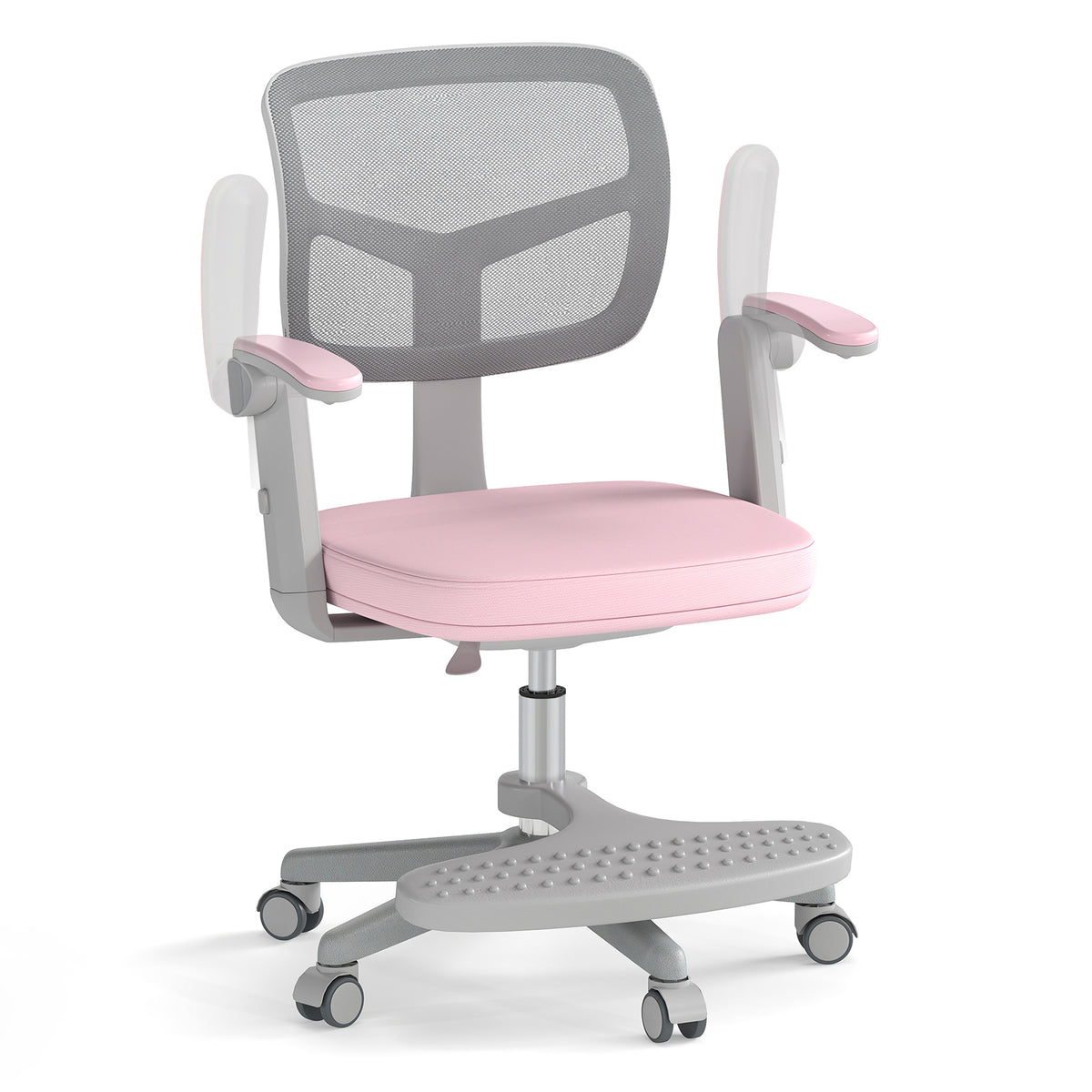 Kids Desk Chair with Footrest & Adjustable Height - Pink Study Chair for Children