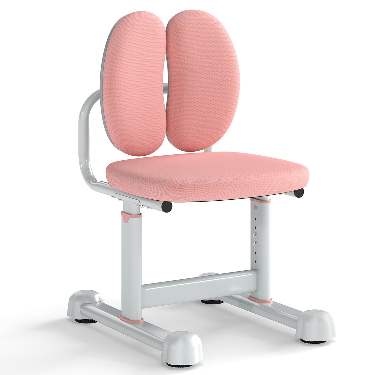 Kids Study Desk Chair with Dual Support Backrest & Adjustable Height - Pink