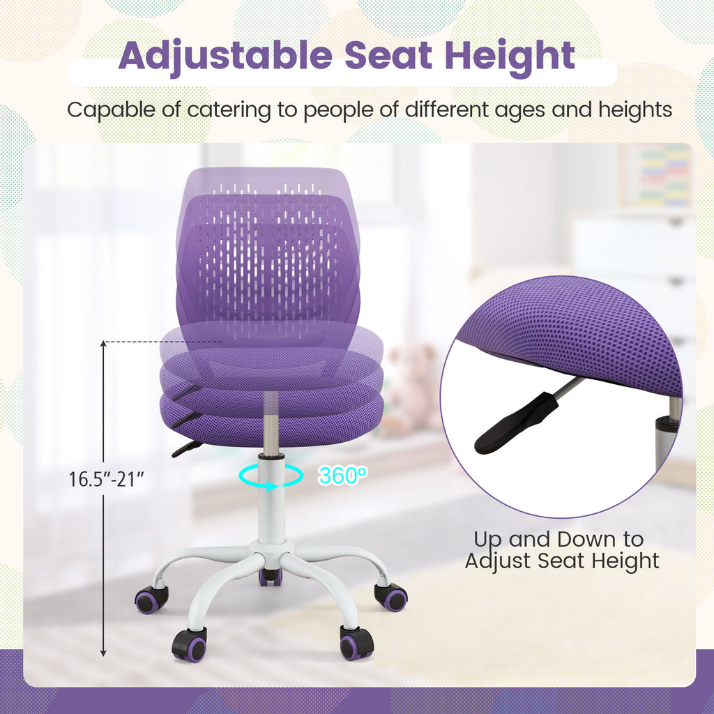 Kids Study Chair with Adjustable Height - Purple, 16.5-21 Inches