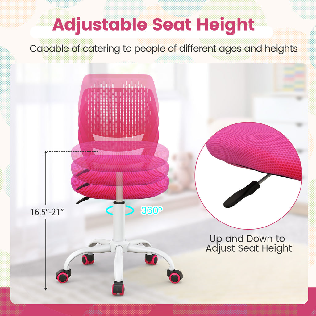 Children's Ergonomic Study Chair with Pink Height Adjustment 16.5-21 Inches