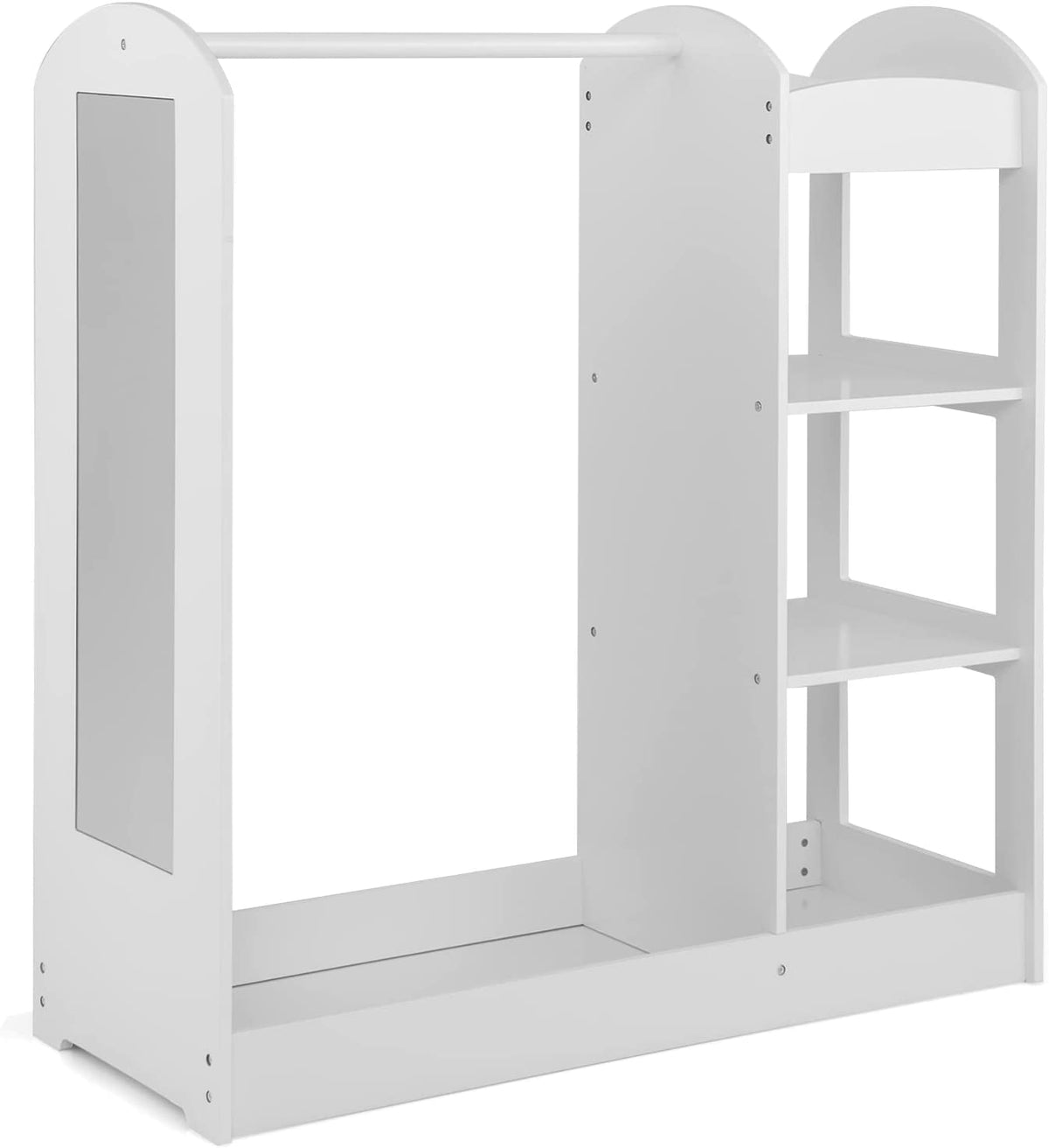 Kids Wardrobe Closet with Mirror - White, Style 1, 39.5 Inches