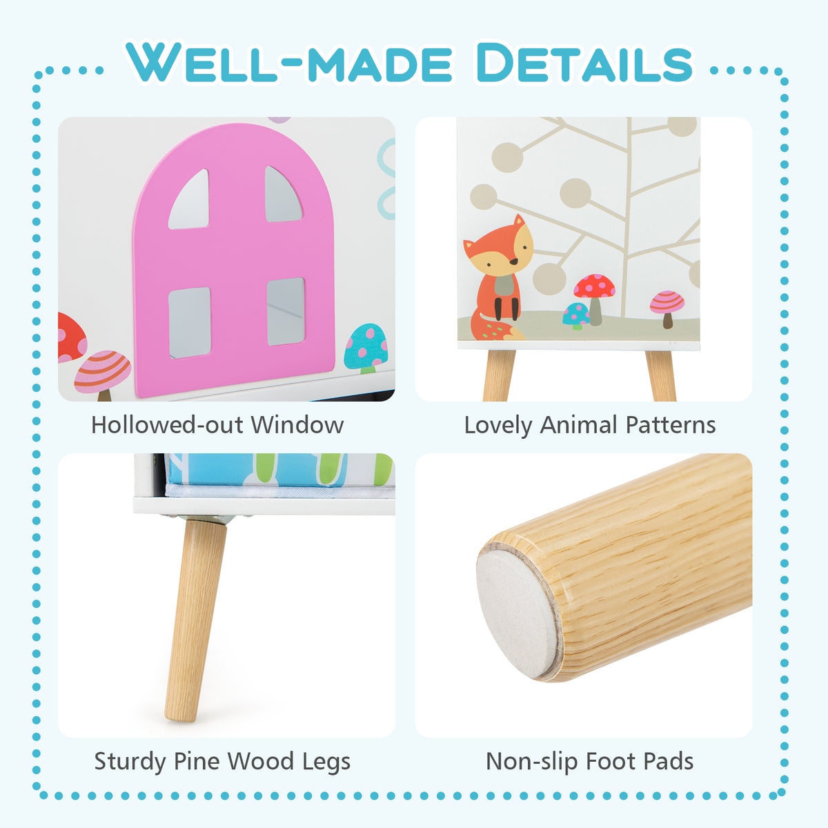 Kids House-Shaped Bookshelf with 2 Storage Bins - White Kids Room Storage