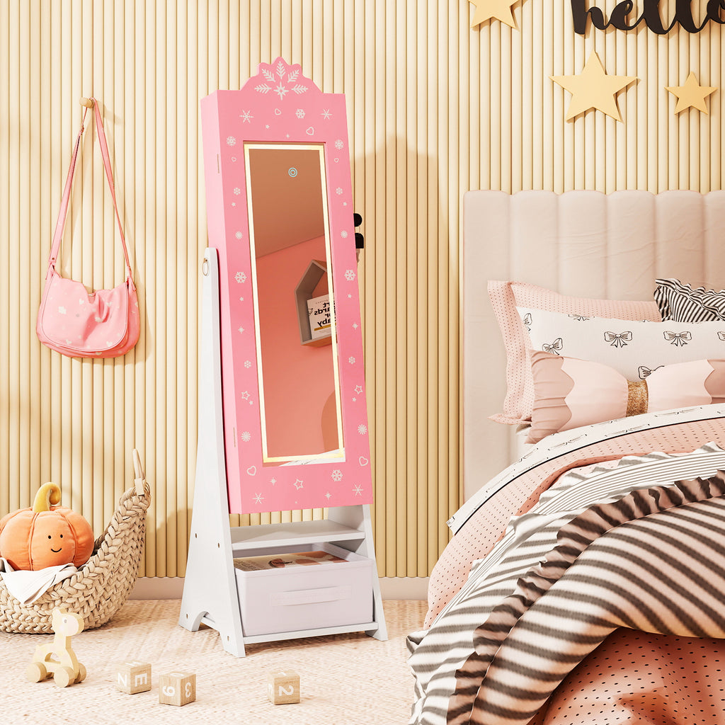 Kids Jewelry Armoire with Lighted Full-Length Mirror - Snow Pink Variation