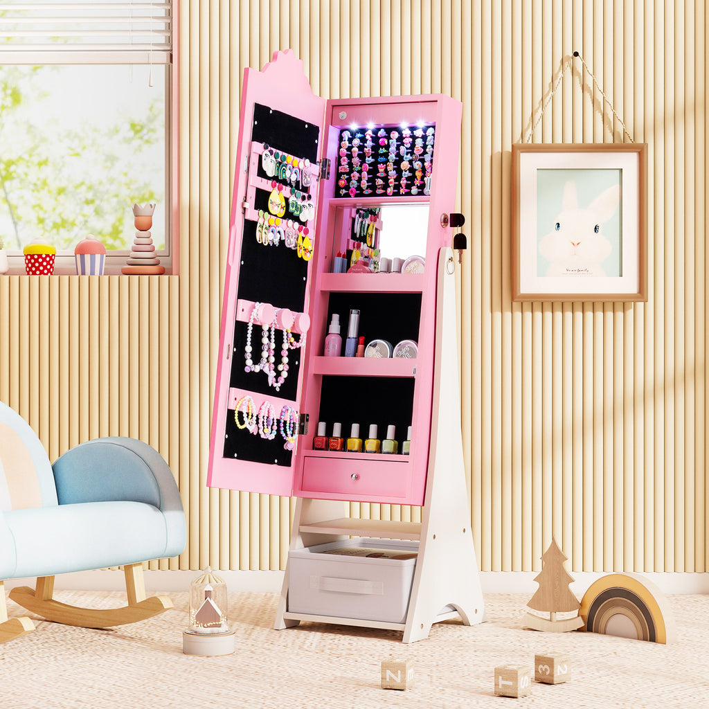 Kids Jewelry Armoire with Lighted Full-Length Mirror - Snow Pink Variation