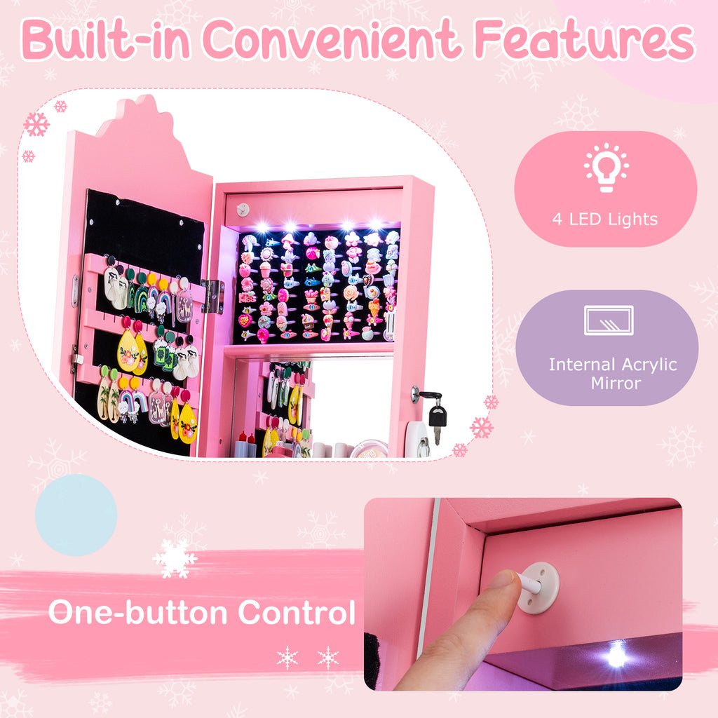 Kids Jewelry Armoire with Lighted Full-Length Mirror - Snow Pink Variation