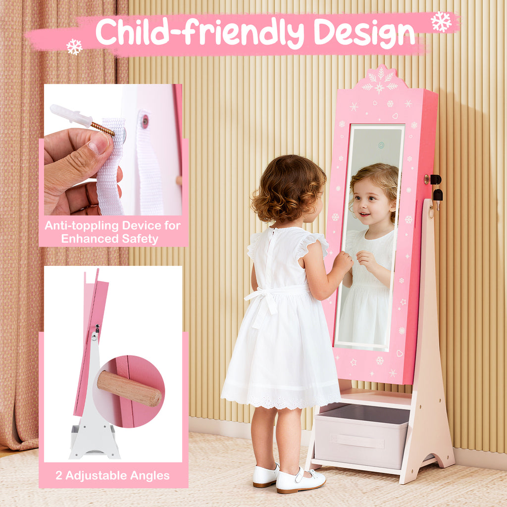 Kids Jewelry Armoire with Lighted Full-Length Mirror - Snow Pink Variation