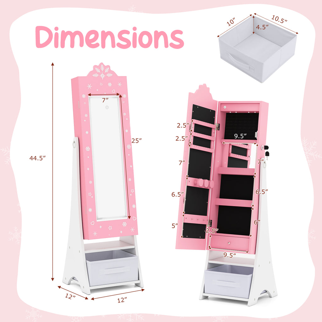 Kids Jewelry Armoire with Lighted Full-Length Mirror - Snow Pink Variation