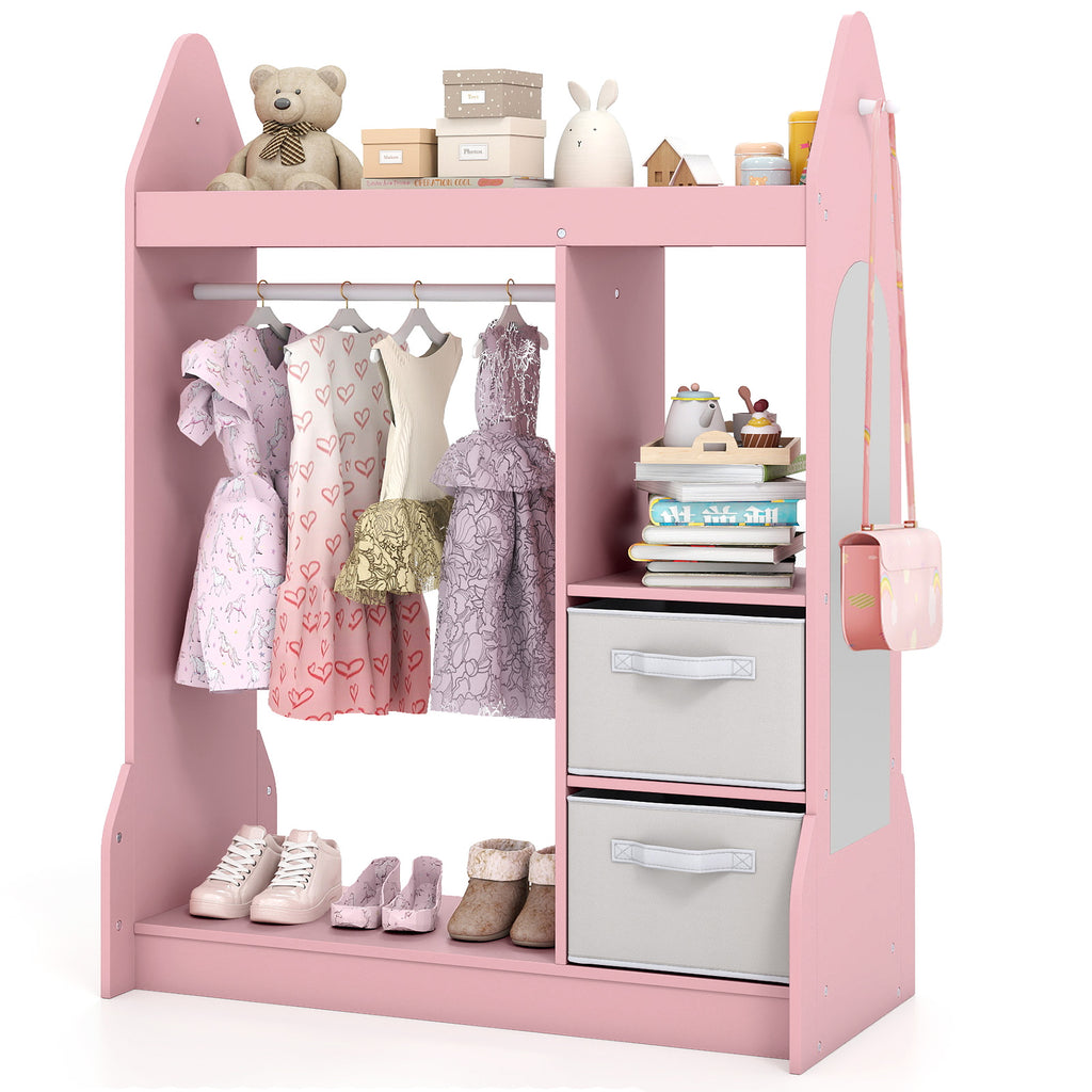 Kids Play Armoire Dresser with Cloth Hanger - Pink Variation
