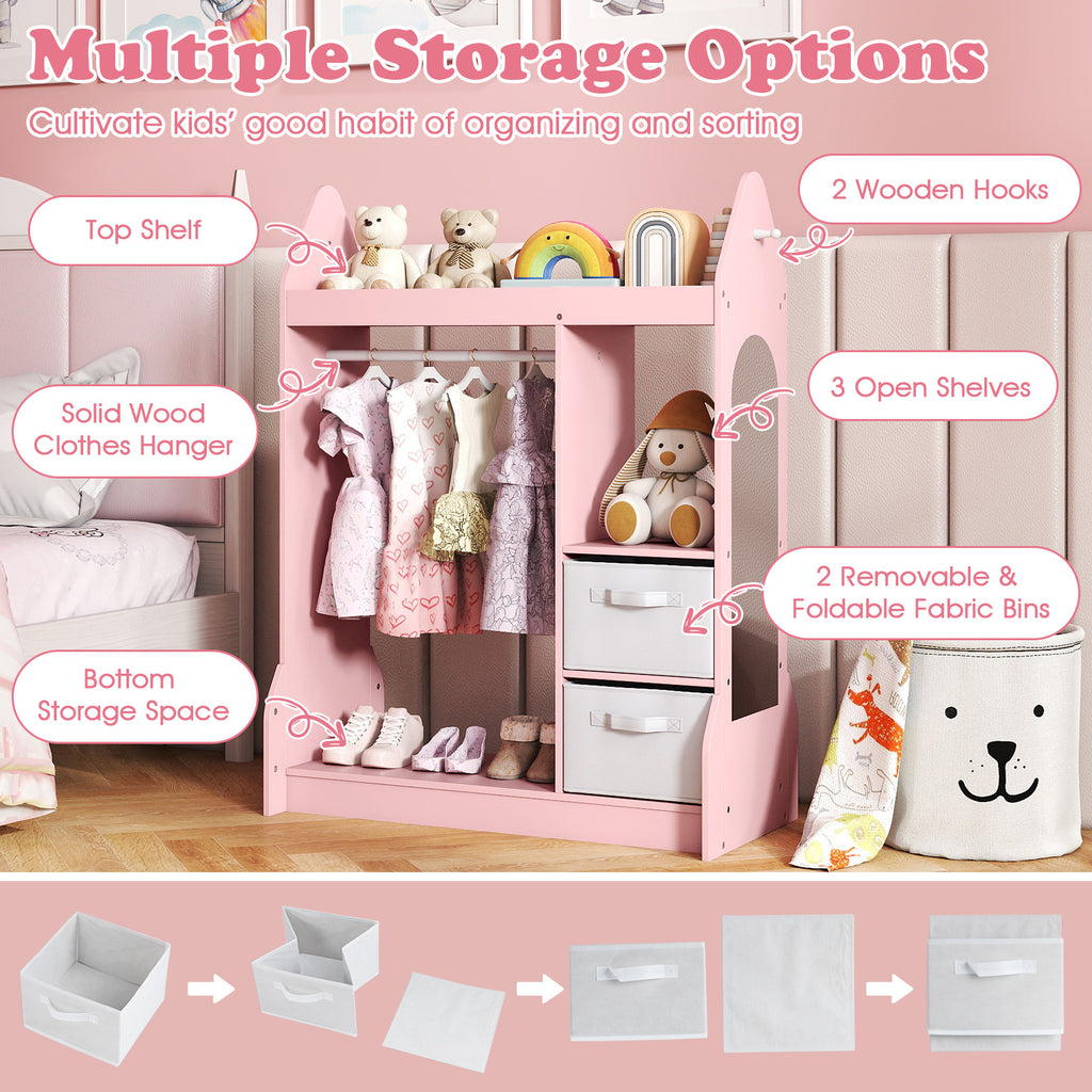 Kids Play Armoire Dresser with Cloth Hanger - Pink Variation