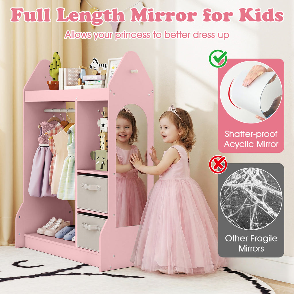 Kids Play Armoire Dresser with Cloth Hanger - Pink Variation