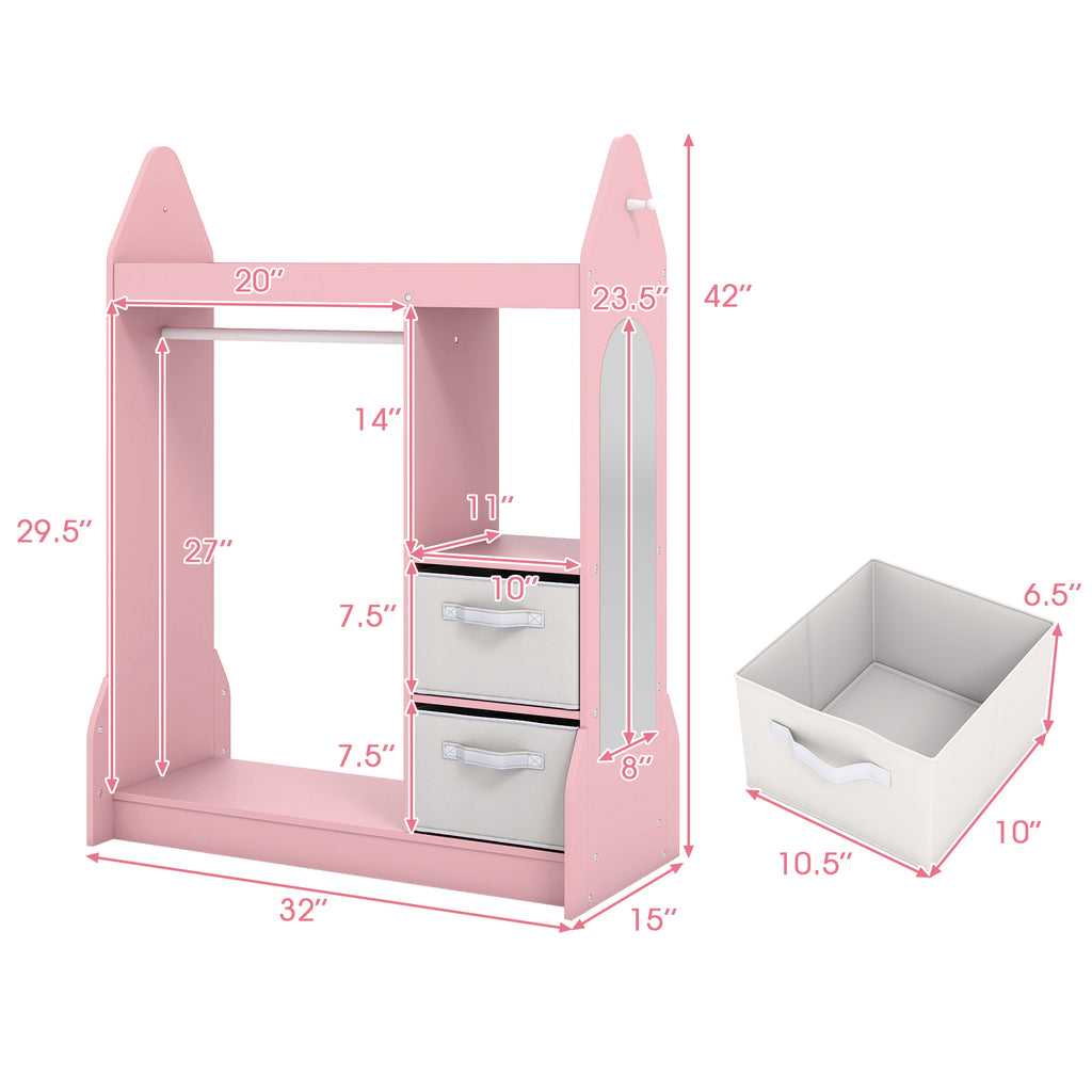 Kids Play Armoire Dresser with Cloth Hanger - Pink Variation