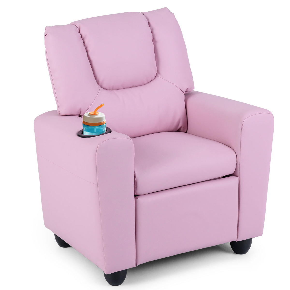 Kids Recliner Chair Push Back with Cup Holder - Pink Style H, Toddler Armchair