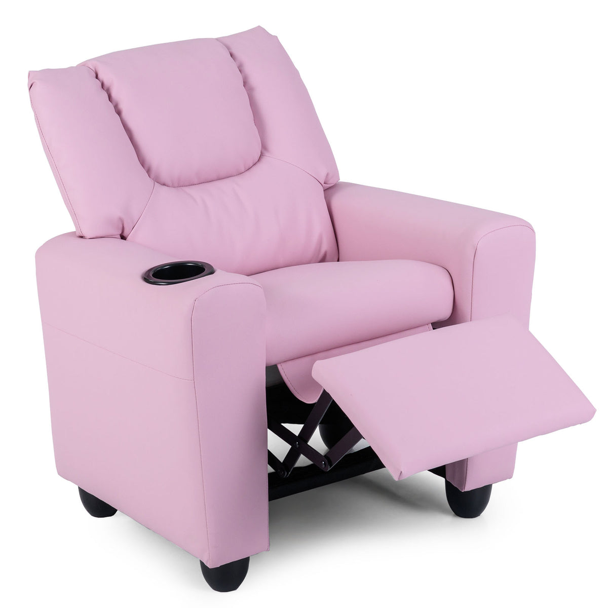 Kids Recliner Chair Push Back with Cup Holder - Pink Style H, Toddler Armchair