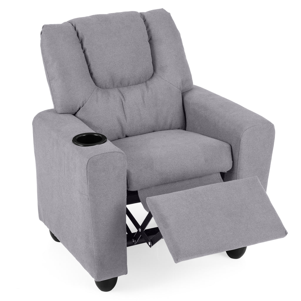 Kids Recliner Chair Push Back with Cup Holder - Style H Gray Toddler Armchair