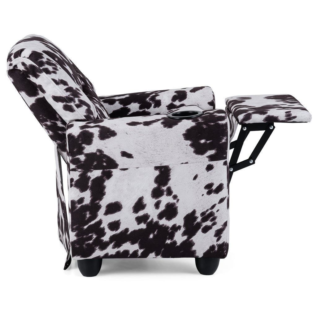 Kids Recliner Chair Push Back with Cup Holder - Style H Black & White