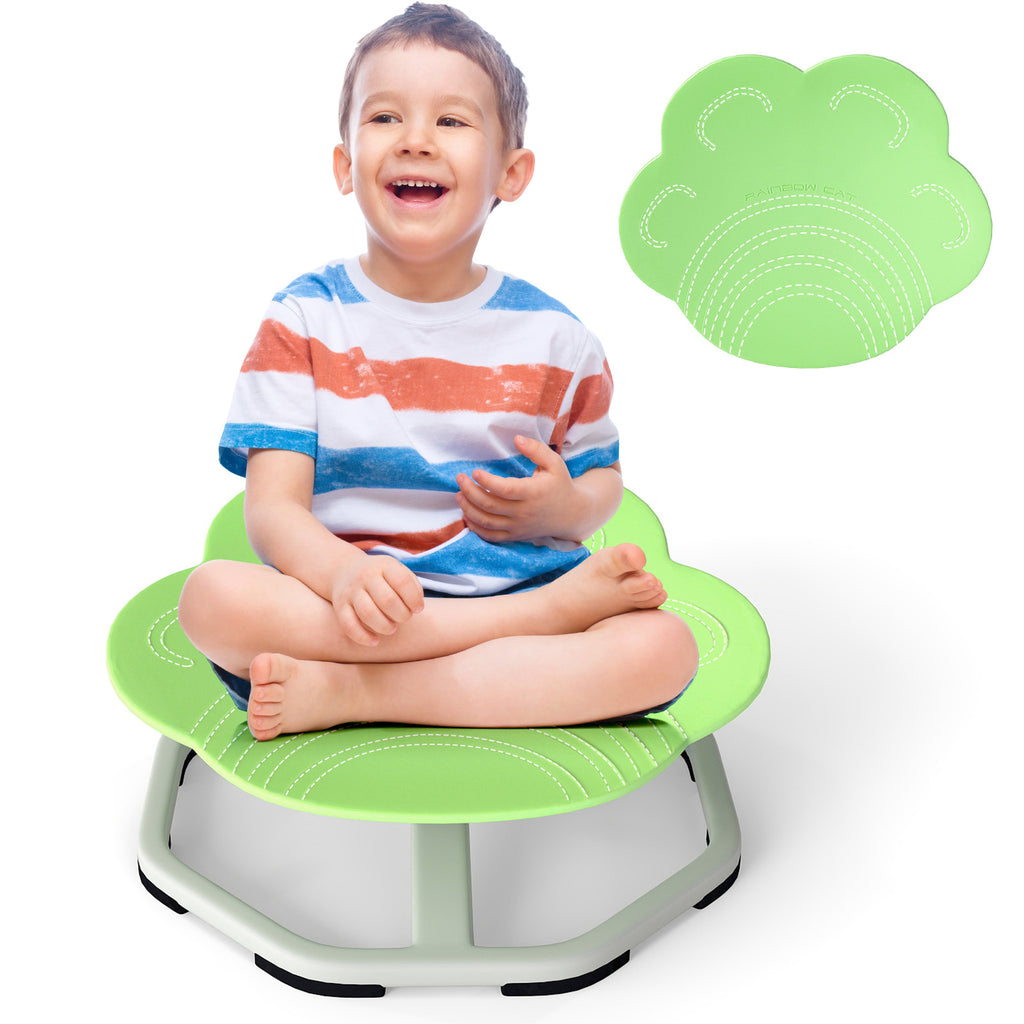 Kids Sensory Swivel Chair with Cat Claw Design - Green, 360° Spin, Non-Slip Base