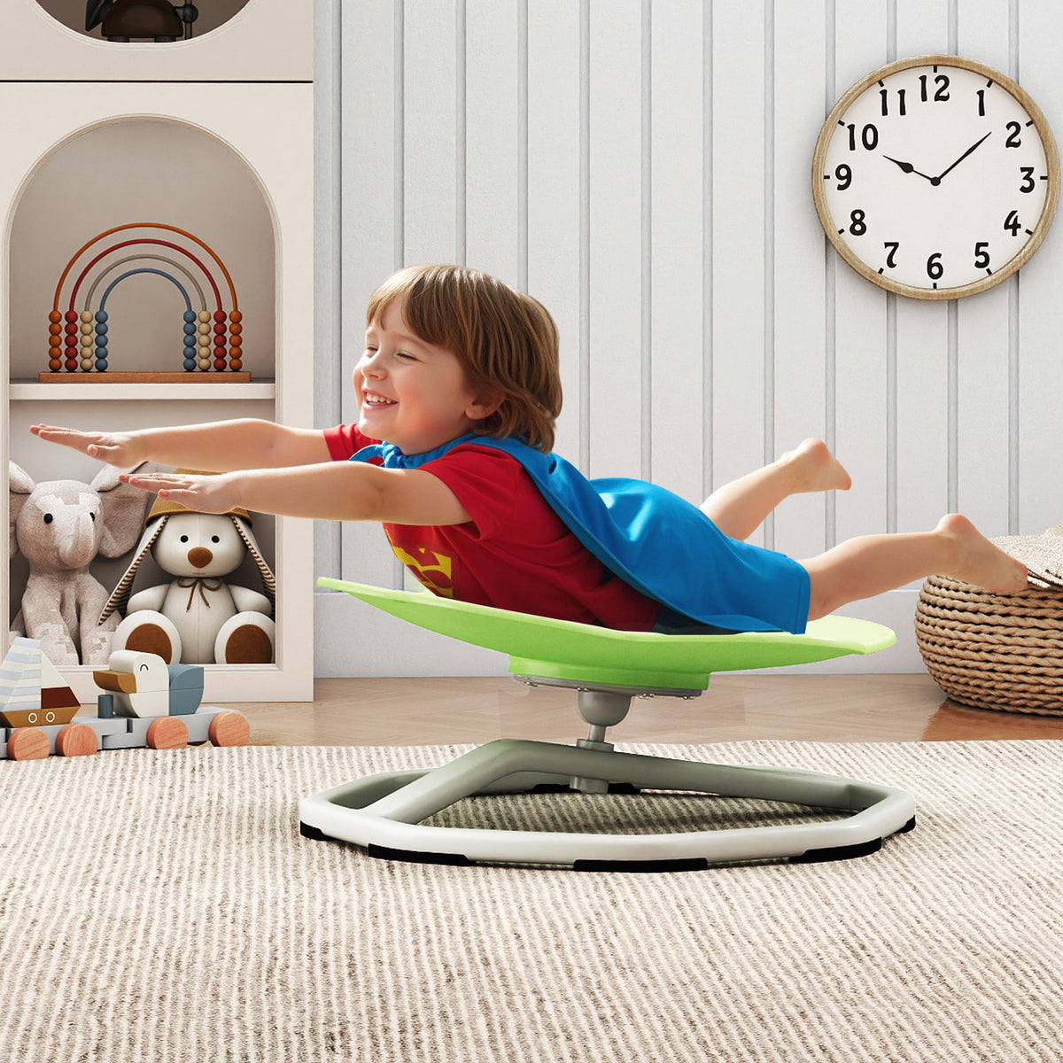 Kids Sensory Swivel Chair with Cat Claw Design - Green, 360° Spin, Non-Slip Base