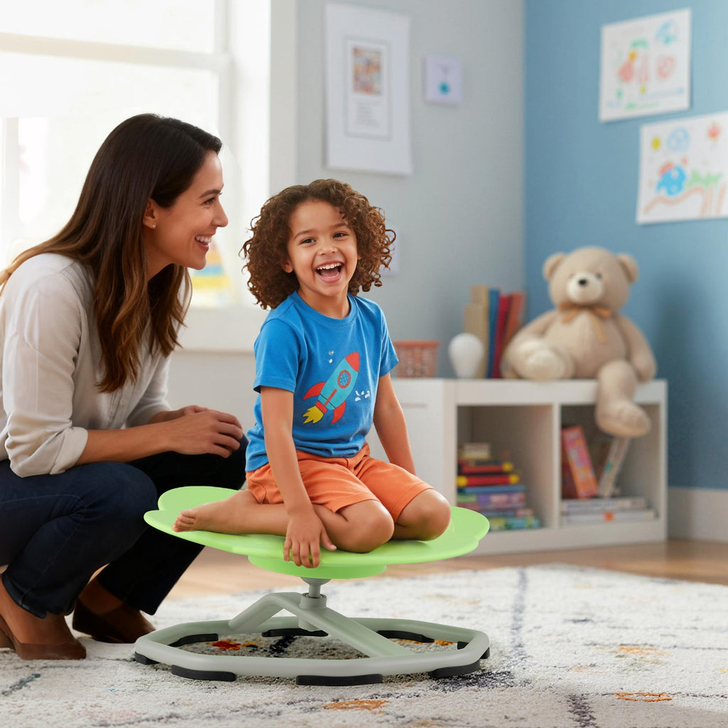 Kids Sensory Swivel Chair with Cat Claw Design - Green, 360° Spin, Non-Slip Base