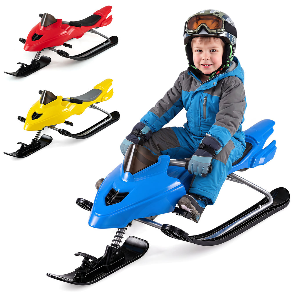 Kids Snow Racer Sled with Brakes & Tow Rope - Blue Kids Winter Snow Toy
