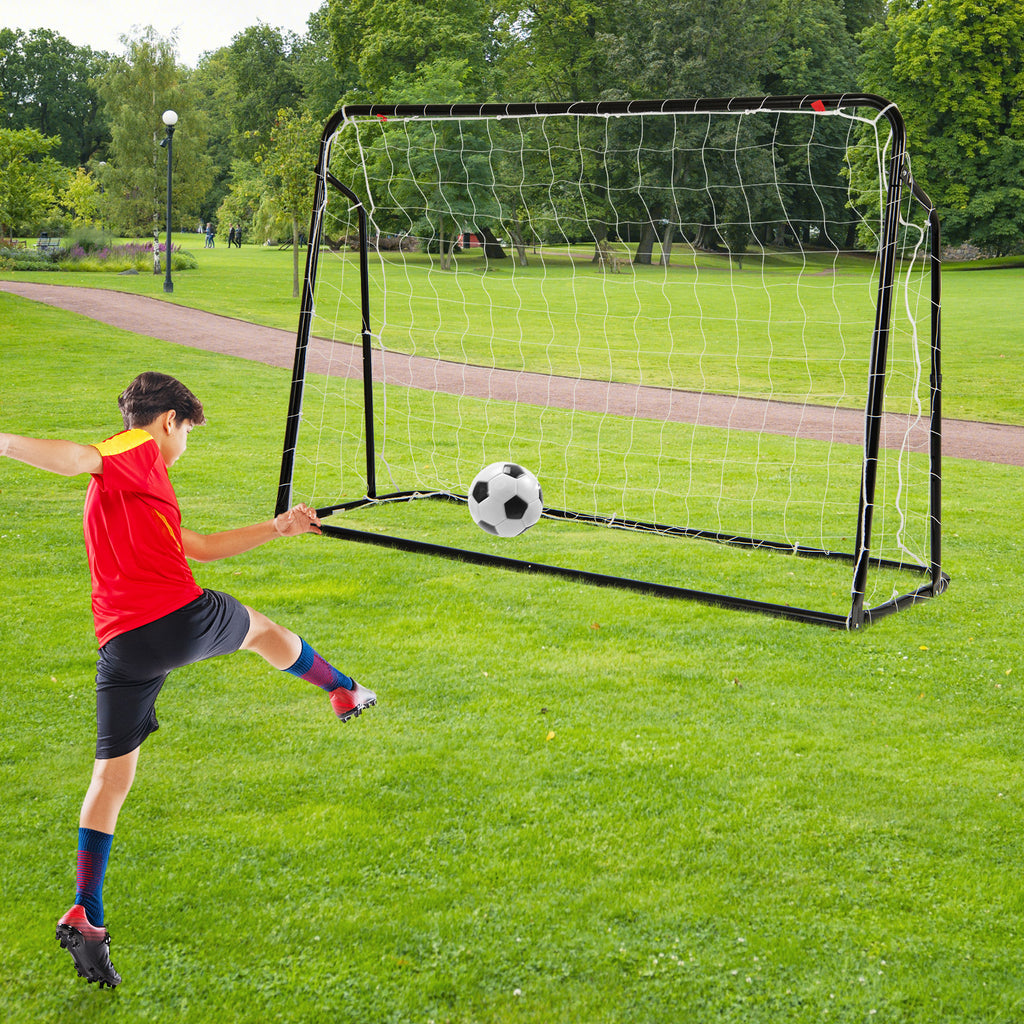 2-in-1 Kids Soccer Rebounder & Goal with Adjustable Height - Black, 6x4 ft