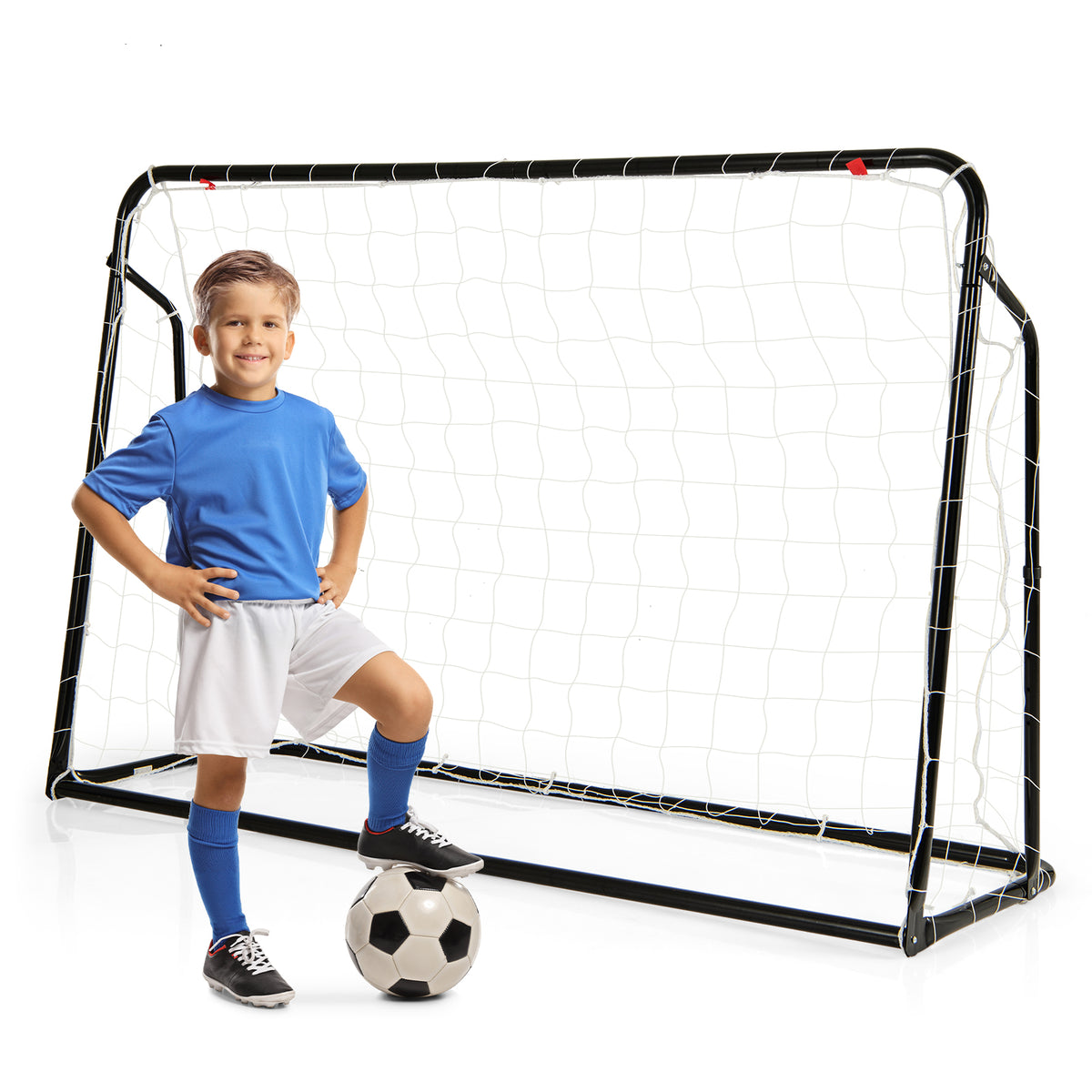 2-in-1 Kids Soccer Rebounder & Goal with Adjustable Height - Black, 6x4 ft