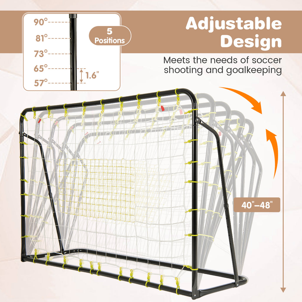2-in-1 Kids Soccer Rebounder & Goal with Adjustable Height - Black, 6x4 ft