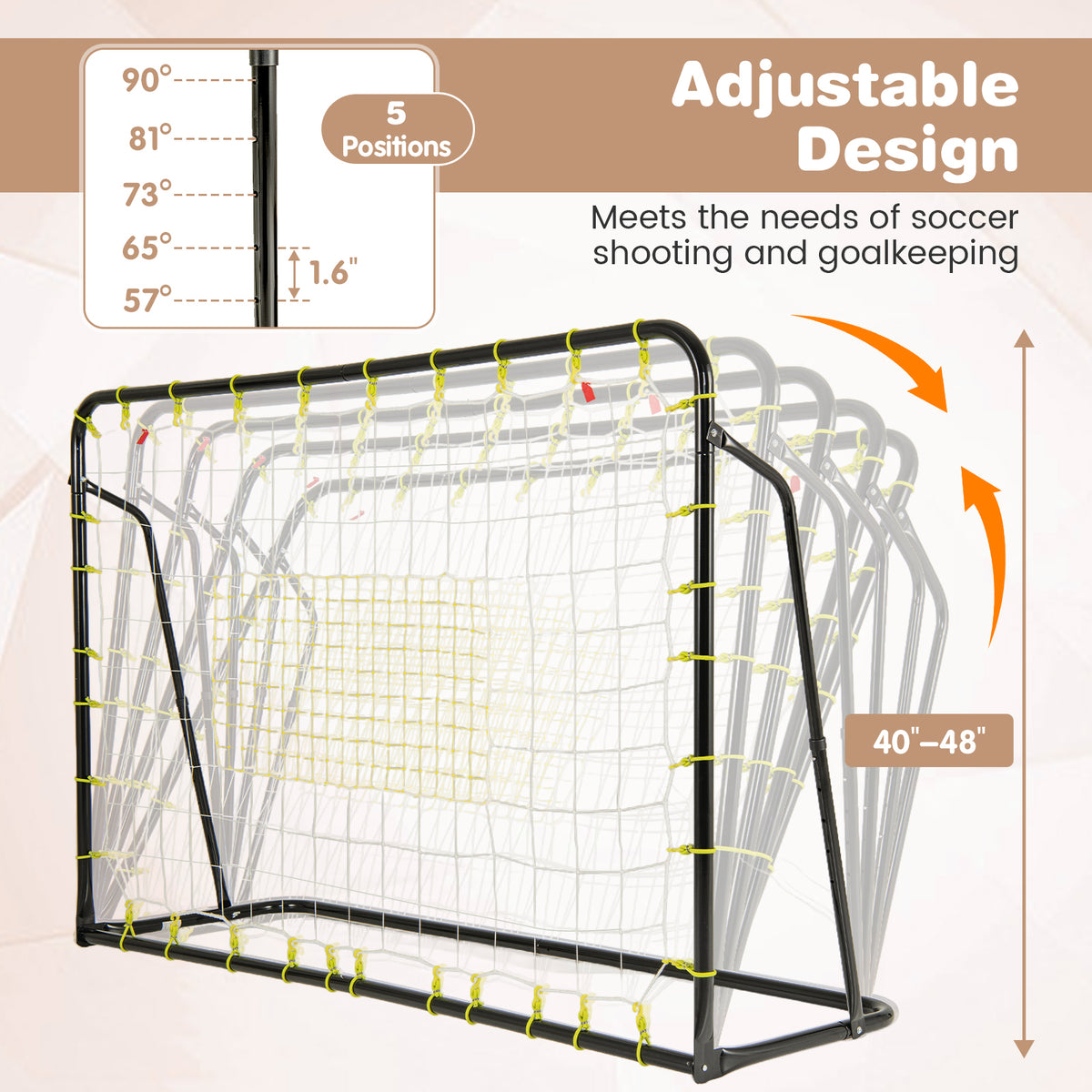 2-in-1 Kids Soccer Rebounder & Goal with Adjustable Height - Black, 6x4 ft
