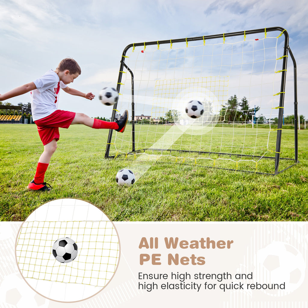 2-in-1 Kids Soccer Rebounder & Goal with Adjustable Height - Black, 6x4 ft