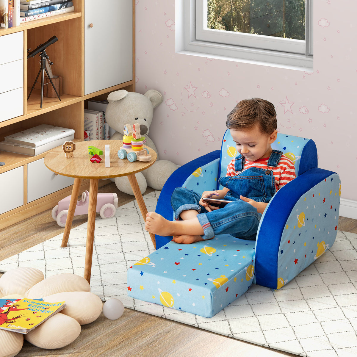 Kids 3-in-1 Convertible Sofa Bed Play Chair Lounge Nap Seat