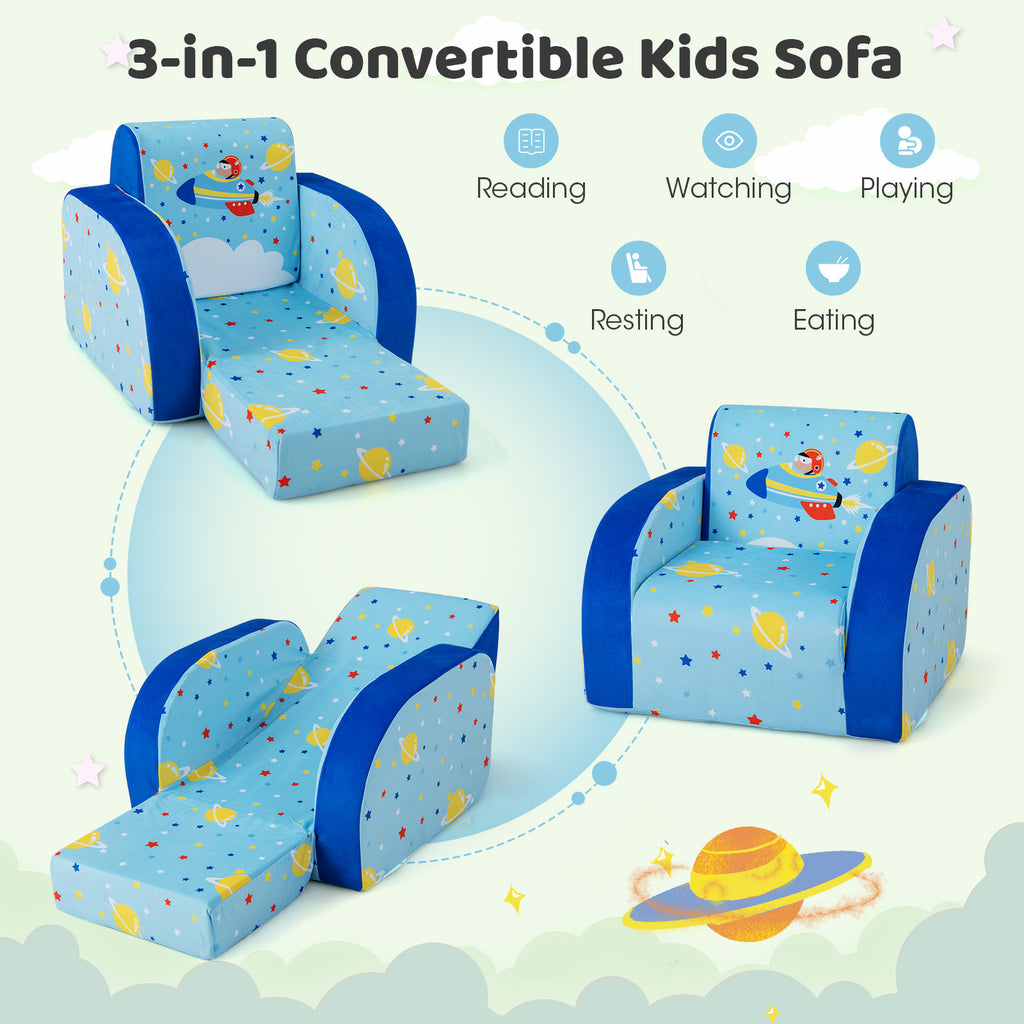Kids 3-in-1 Convertible Sofa Bed Play Chair Lounge Nap Seat