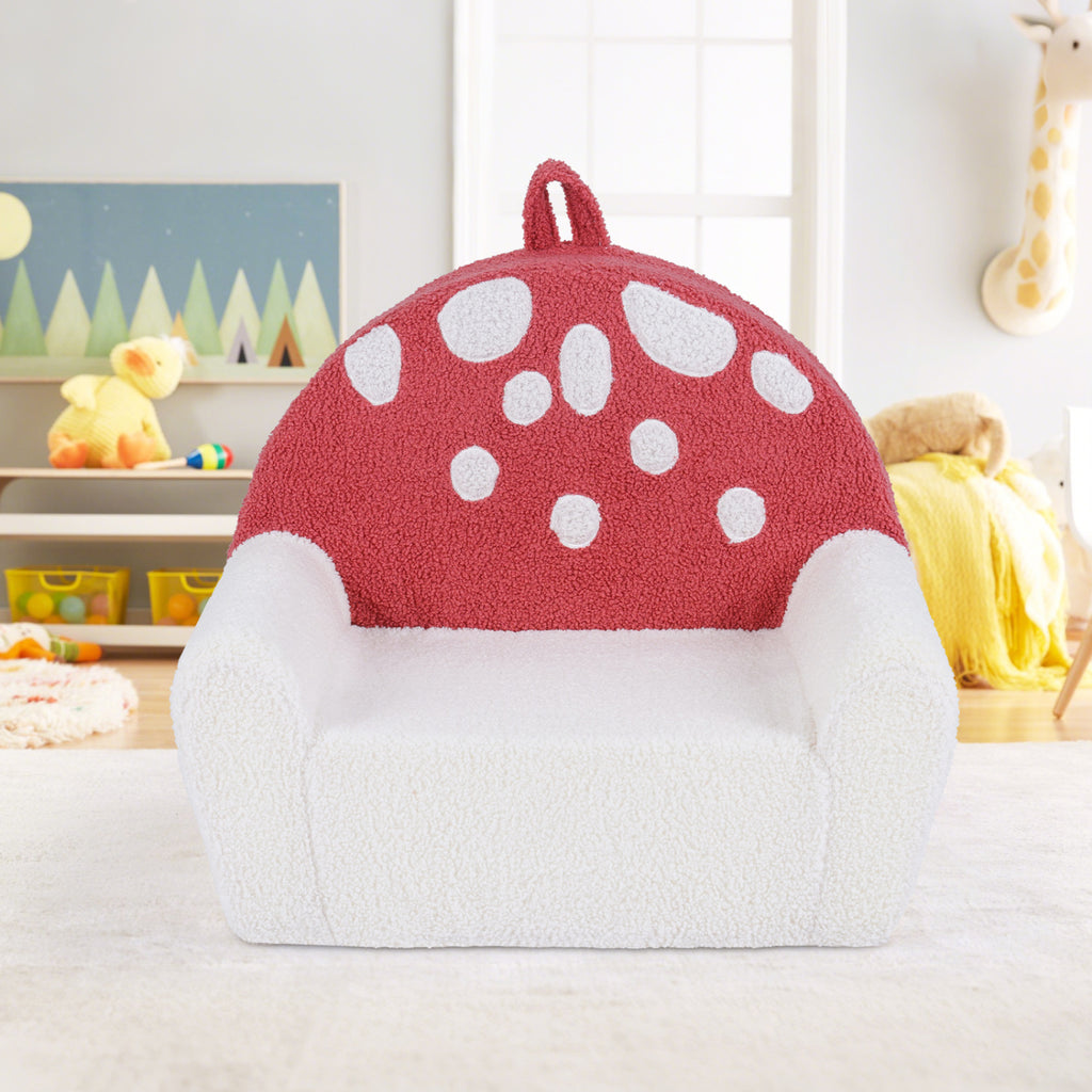 Kids Rainbow Foam Couch - Toddler Soft Fleece Sofa with Support & Storage