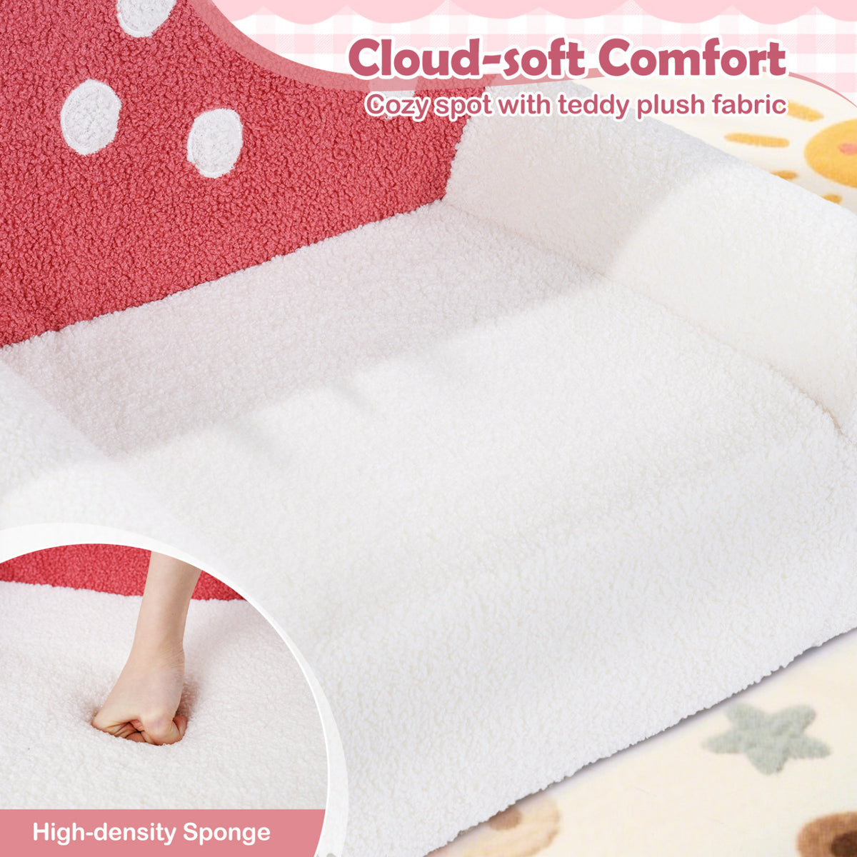 Kids Rainbow Foam Couch - Toddler Soft Fleece Sofa with Support & Storage