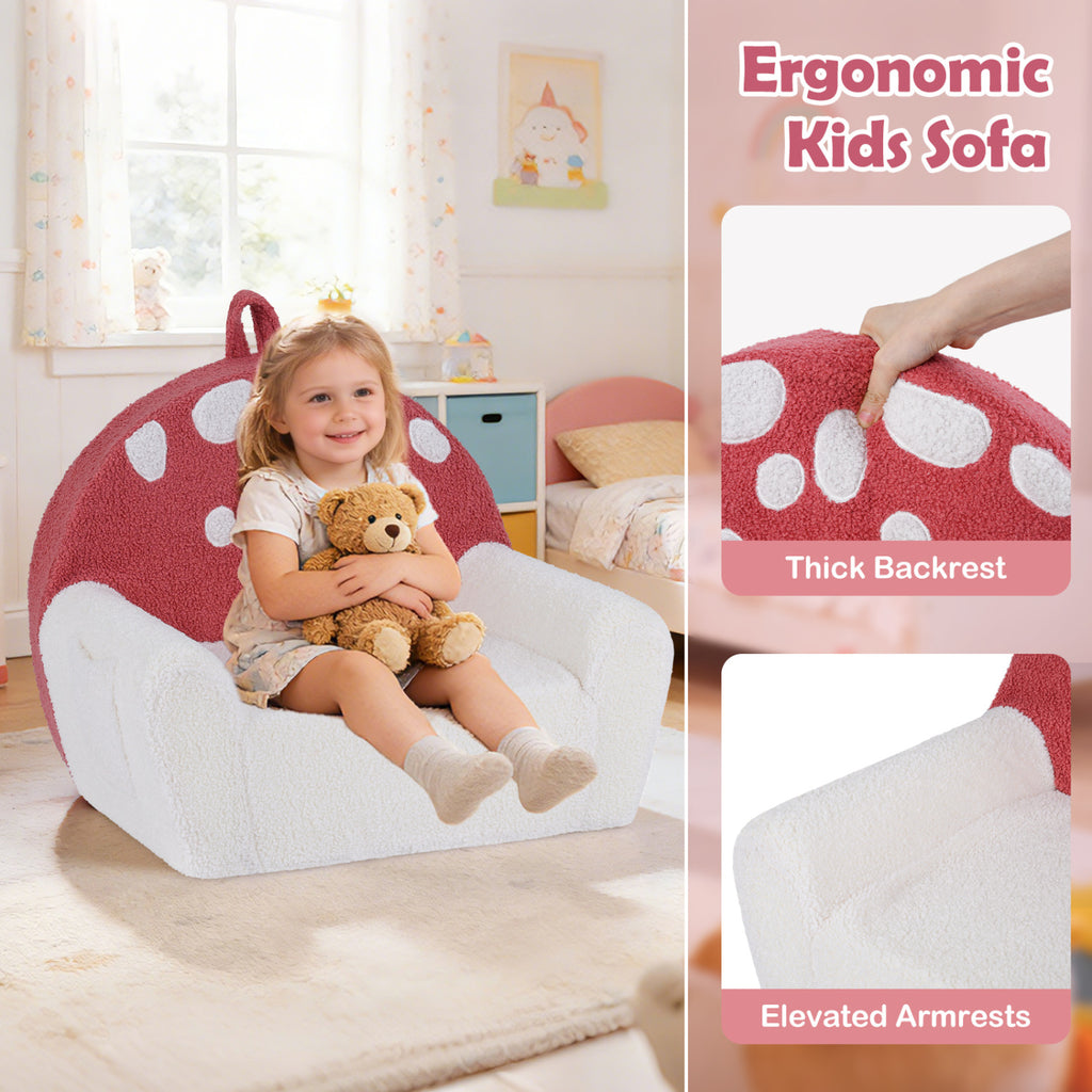 Kids Rainbow Foam Couch - Toddler Soft Fleece Sofa with Support & Storage