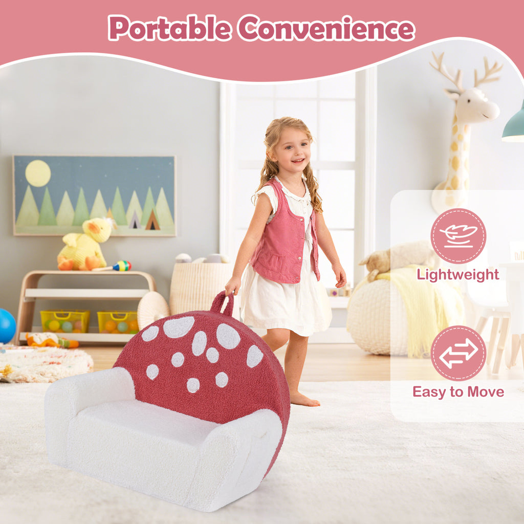 Kids Rainbow Foam Couch - Toddler Soft Fleece Sofa with Support & Storage