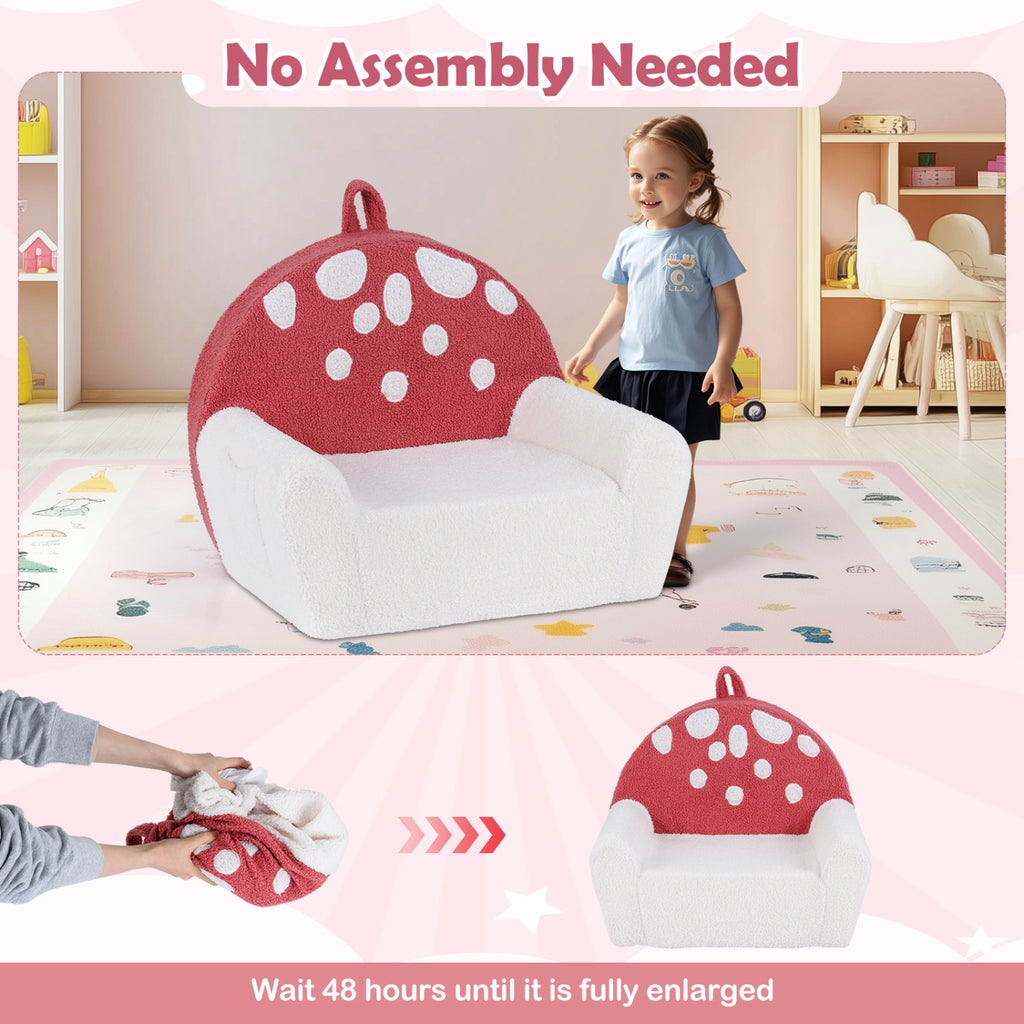 Kids Rainbow Foam Couch - Toddler Soft Fleece Sofa with Support & Storage