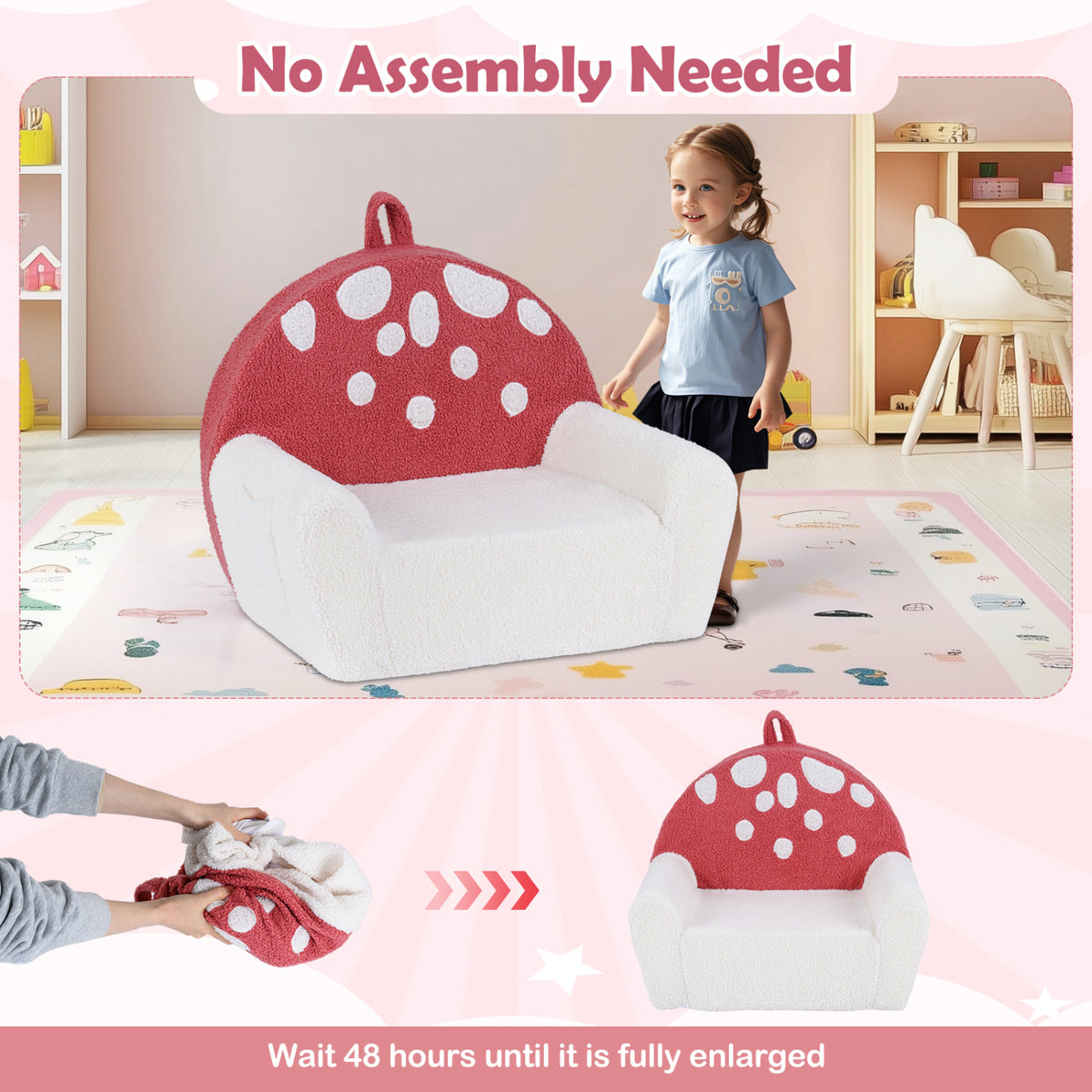 Kids Rainbow Foam Couch - Toddler Soft Fleece Sofa with Support & Storage