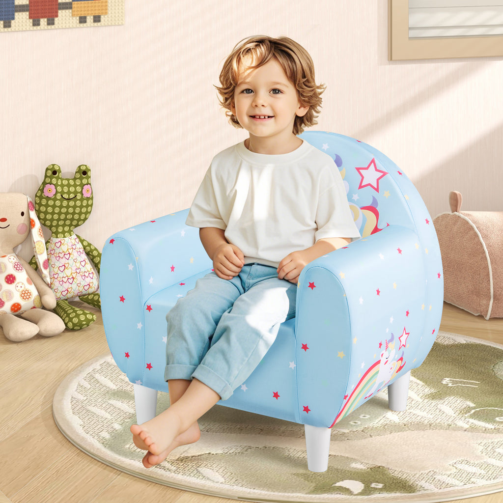 Kids Sofa with Breathable Spandex Fabric and High-Density Foam - Blue
