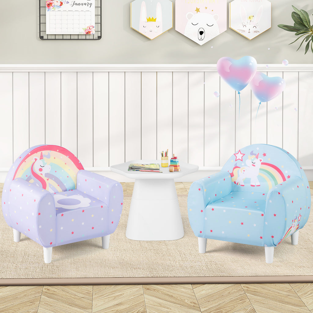 Kids Sofa with Breathable Spandex Fabric and High-Density Foam - Blue
