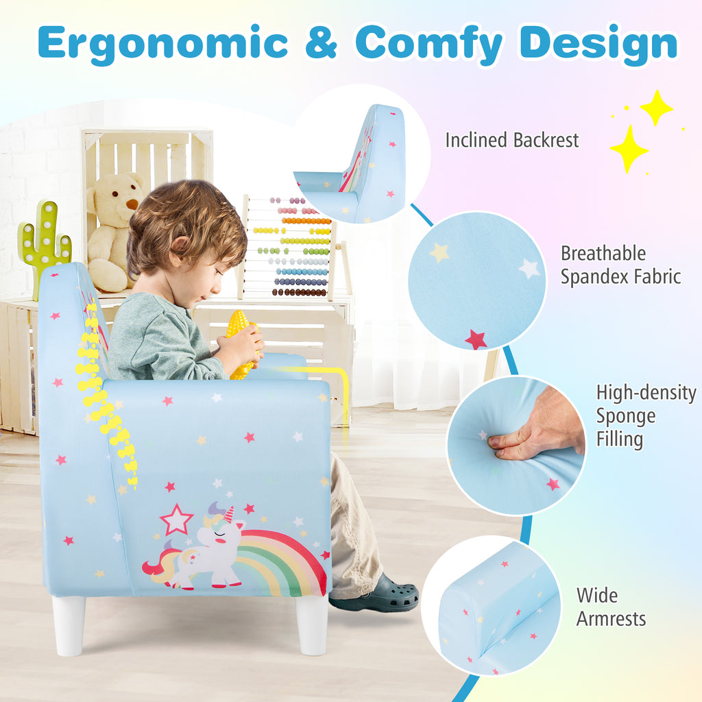 Kids Sofa with Breathable Spandex Fabric and High-Density Foam - Blue