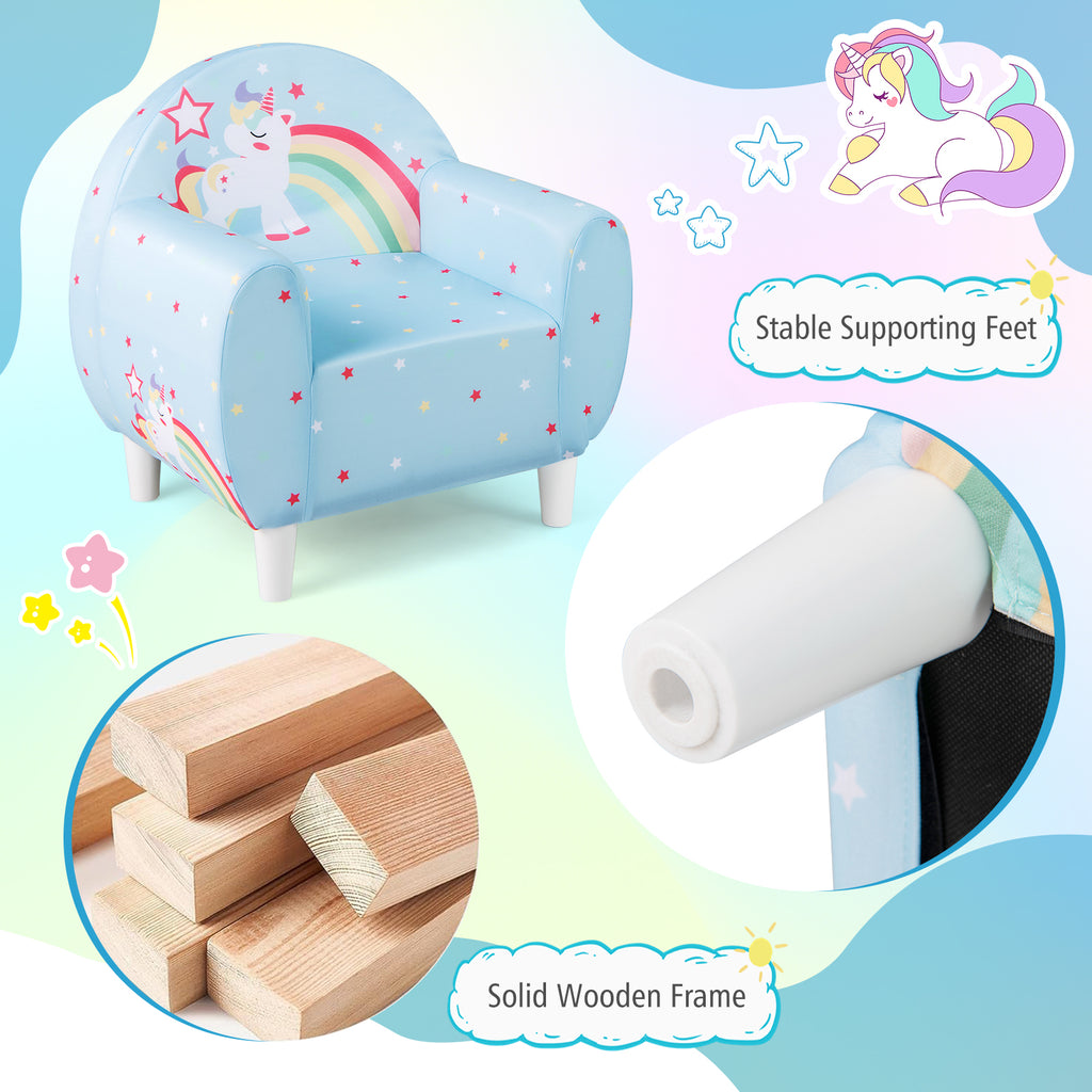 Kids Sofa with Breathable Spandex Fabric and High-Density Foam - Blue