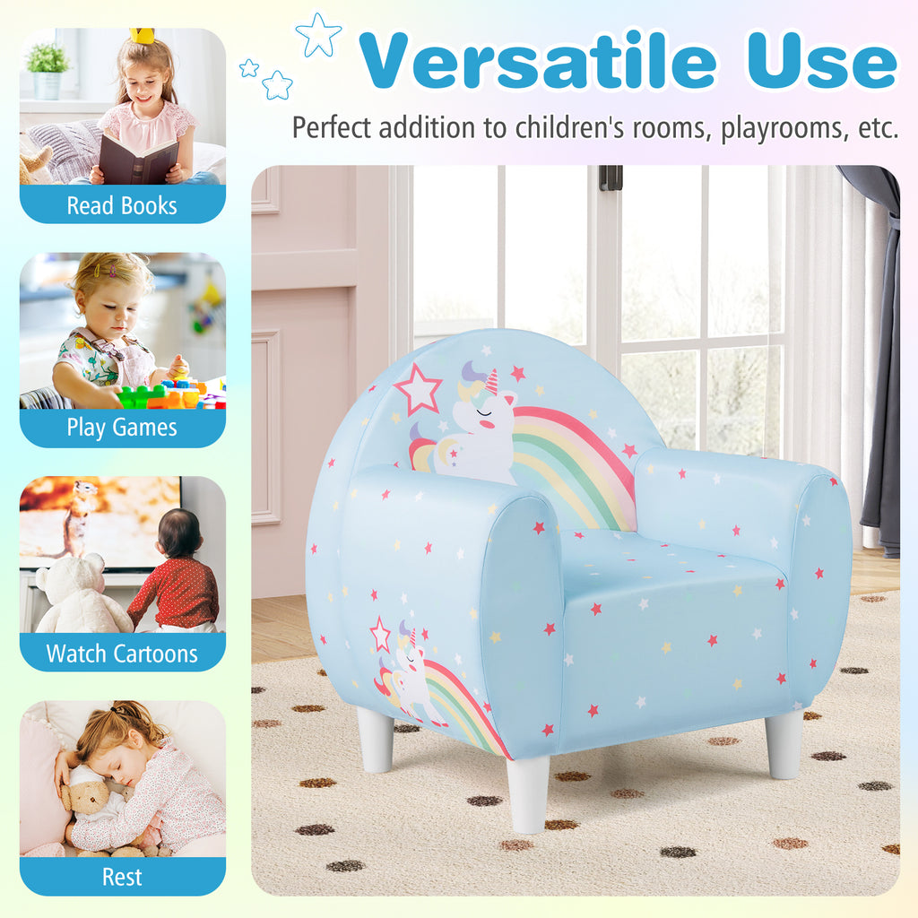 Kids Sofa with Breathable Spandex Fabric and High-Density Foam - Blue